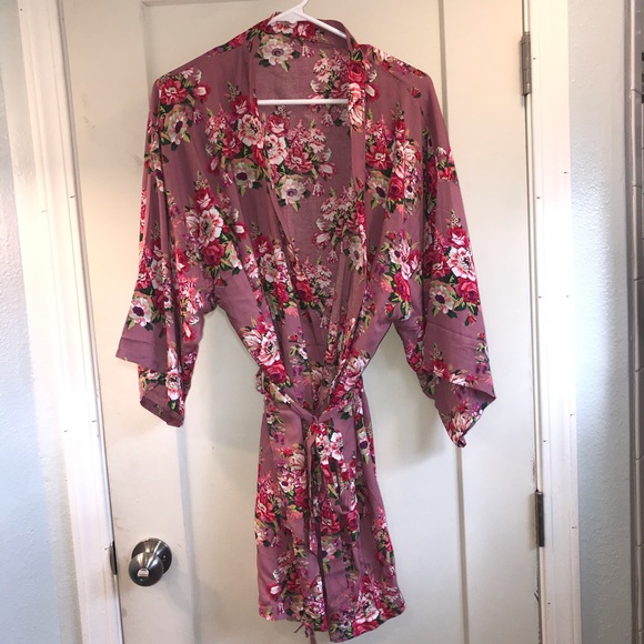 Other - Floral pink cozy robe with tie one size fits most